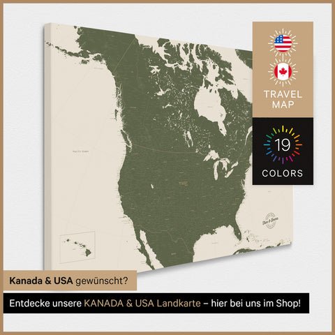USA Push Pin Map TRAVEL® – Olive Green