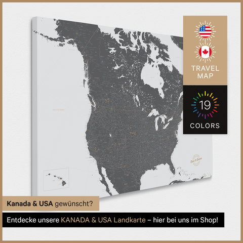 USA Push Pin Map TRAVEL® – Light Gray