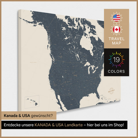 USA Push Pin Map TRAVEL® – Navy Light