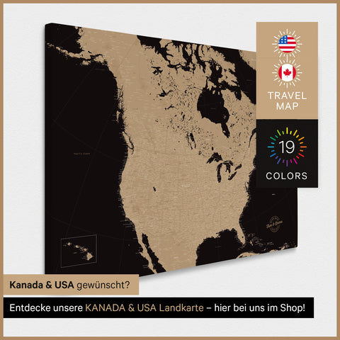 USA Push Pin Map TRAVEL® – Sonar Black (Black-Gold)