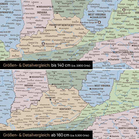Mapa Kanady i USA TRAVEL® Canvas z pinezkami – Multicolor Atlas (Mapa polityczna)