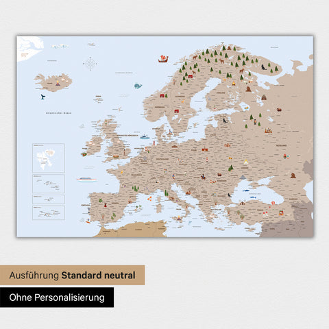 Mapa Europy dla dzieci Magnetboard – MINIVENTURES® Brown