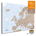 Bunte Europakarte für Kinder in Farbe Brown mit liebevollen Illustrationen und Bildern als Magnetboard mit zum Pinnen und Markieren kaufen