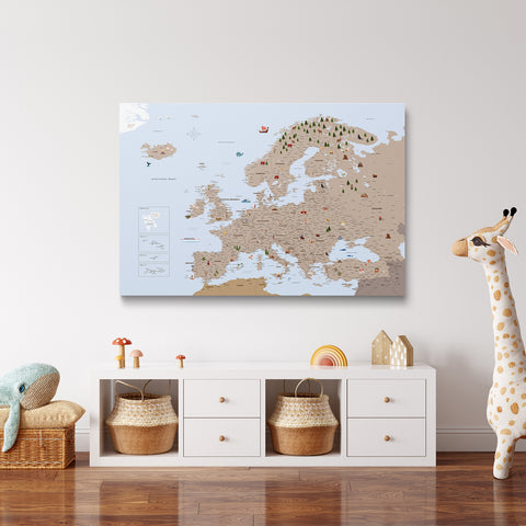 Europe Map for Kids Push Pin Map – MINIVENTURES® Brown