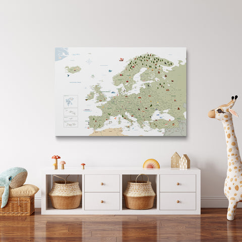 Europe Map for Kids Push Pin Map – MINIVENTURES® White