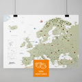 Bunte Europa-Karte für Kinder in Farbe White mit liebevollen Illustrationen und Bildern als Poster mit zum Pinnen und Markieren kaufen