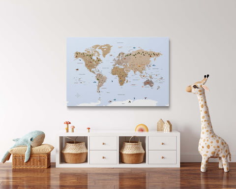 Children's World Map Push Pin Map – MINIVENTURES® Brown