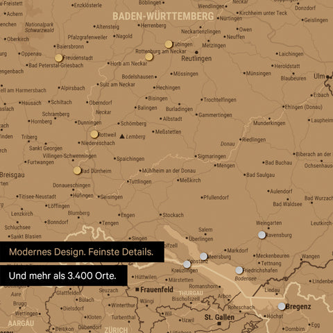 DACH Map TRAVEL® Magnetic Poster – in 21 Colors