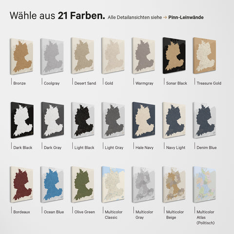 DACH Map TRAVEL® Magnetic Poster – in 21 Colors