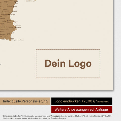Mapa Włoch TRAVEL® Plakat magnetyczny – w 21 kolorach