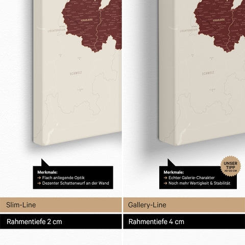 Austria Push Pin Map TRAVEL® – Bordeaux Red