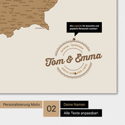 Mapa Austrii TRAVEL® Premium plakat – w 21 kolorach