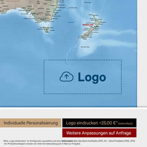 Physical Push Pin World Map ANTARCTICA® – Multicolor Terra