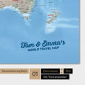 Personalized Physical World Map in Multicolor Terra with your name printed
