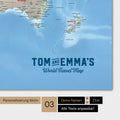 Physical world map in multicolor Terra with a vintage logo as modern personalization