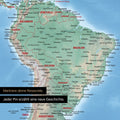 Section of a physical world map poster in multicolor Terra showing maps of South America