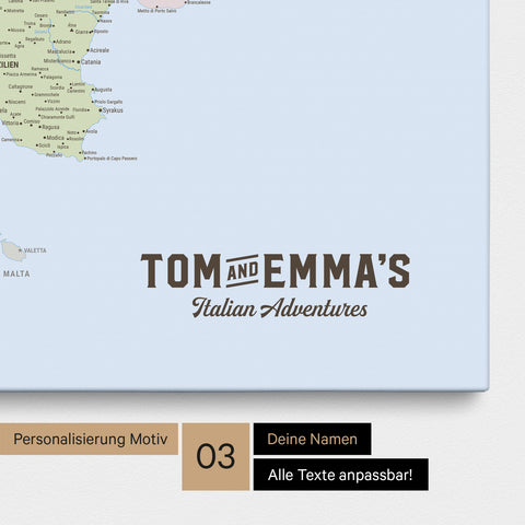Political Italy map for pinning with personalization in vintage style