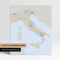 Neutral standard Version of the detailed political Italy map as a pinboard canvas without personalization