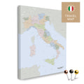 Political Italy map in a modern, minimalist design as a canvas for pinning trips and places