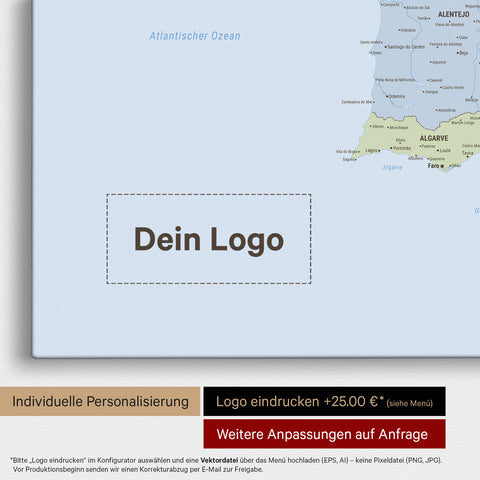 Polityczna Mapa Hiszpanii i Portugalii TRAVEL® Canvas z pinezkami – Multicolor Atlas