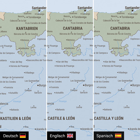 Polityczna Mapa Hiszpanii i Portugalii TRAVEL® Canvas z pinezkami – Multicolor Atlas