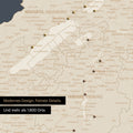 Ausschnitte einer Schweizkarte in der Region Freiburg und Thunersee als Pinn-Leinwand in Hale Navy (Dunkelblau-Gold) mit 1.400 Orten