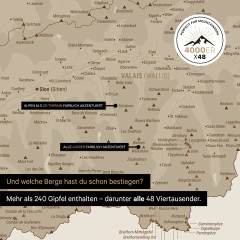 Magnetic Switzerland map TRAVEL® Magnetboard – Desert Sand