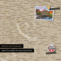 Detail einer magnetischen Schweiz-Karte als Magnettafel in Desert Sand (Beige) zeigt die Region um Zürich mit einem angepinnten Foto sowie Reise- und Urlaubsmagnete