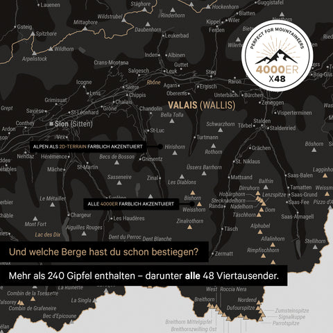 Magnetic Switzerland map TRAVEL® Magnetboard – Light Black