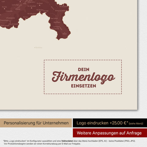 Magnetic Switzerland map TRAVEL® Magnetboard – Bordeaux Red