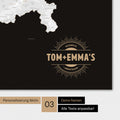 Schweiz-Karte Magnetboard in der Farbe Schwarz-Weiss mit Personalisierung als Logo im Vintage-Look