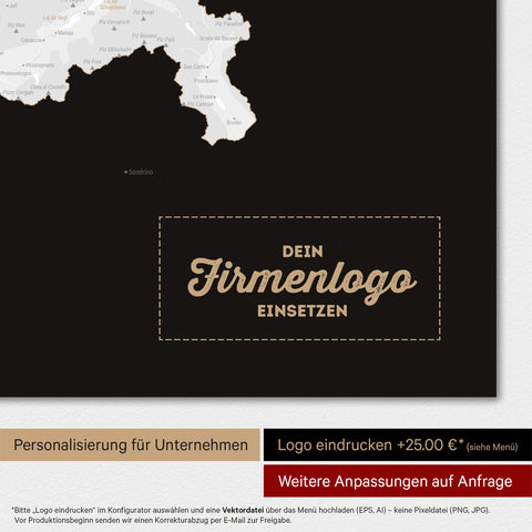 Magnetyczna Mapa Szwajcarii TRAVEL® Magnetboard – Dark Black