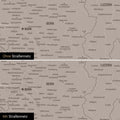 Magnetische Schweiz-Karte Leinwand in Warmgray (Braun-Grau) wahlweise mit oder ohne Straßennetz