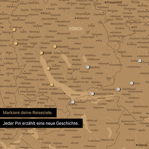 Mapa Szwajcarii TRAVEL® Plakat magnetyczny – w 21 kolorach