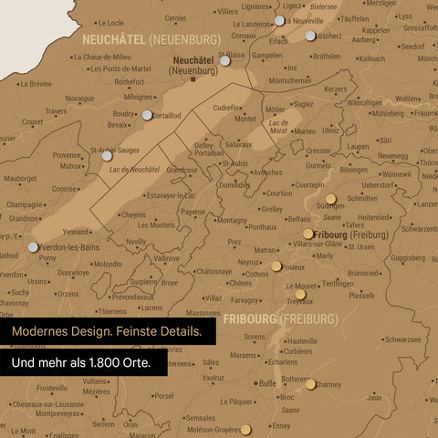 Mapa Szwajcarii TRAVEL® Plakat magnetyczny – w 21 kolorach