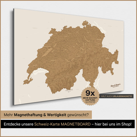 Mapa Szwajcarii TRAVEL® Plakat magnetyczny – w 21 kolorach