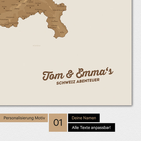 Mapa Szwajcarii TRAVEL® Plakat magnetyczny – w 21 kolorach