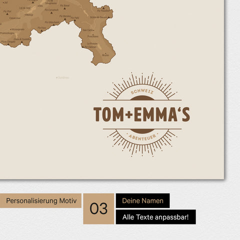 Mapa Szwajcarii TRAVEL® Plakat magnetyczny – w 21 kolorach