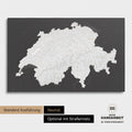 Neutrale und schlichte Standard-Ausführung einer Schweiz-Karte als Pinn-Leinwand in Treasure Gold