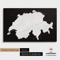 Neutrale und schlichte Standard-Ausführung einer Schweiz-Karte als Pinn-Leinwand in Treasure Gold