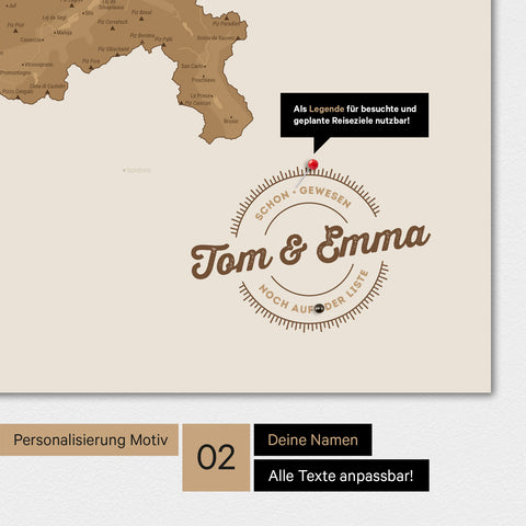 Mapa Szwajcarii TRAVEL® Premium plakat – w 21 kolorach