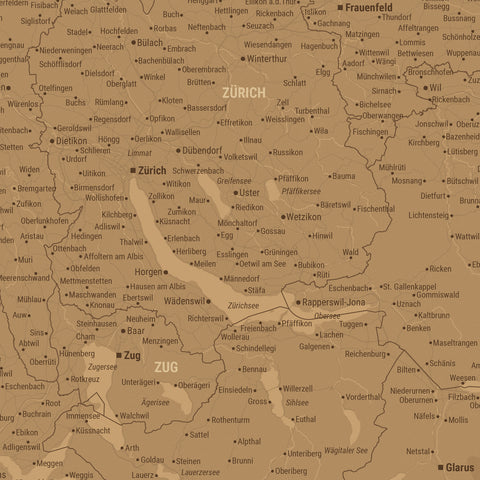Mapa Szwajcarii TRAVEL® Premium plakat – w 21 kolorach