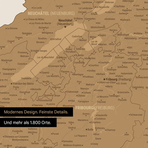 Mapa Szwajcarii TRAVEL® Premium plakat – w 21 kolorach
