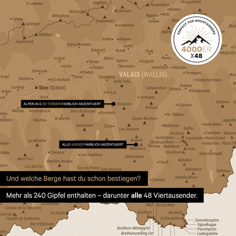 Mapa Szwajcarii TRAVEL® Premium plakat – w 21 kolorach