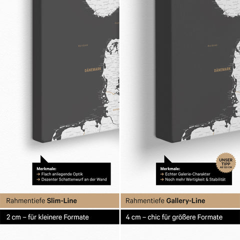 Scandinavia Push Pin Map TRAVEL® – Dark Gray (Dunkelgrau)