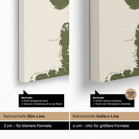 Scandinavia Push Pin Map TRAVEL® – Olive Green