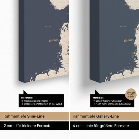 Scandinavia Push Pin Map TRAVEL® – Hale Navy (Dark Blue-Gold)