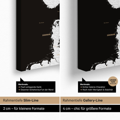 Scandinavia Push Pin Map TRAVEL® – Dark Black (Black-White)