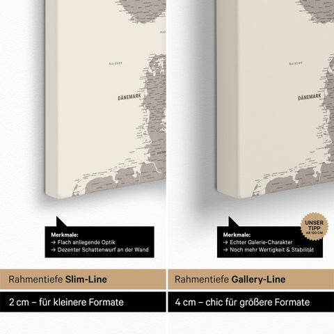 Scandinavia Push Pin Map TRAVEL® – Warmgray (Brown-Gray)