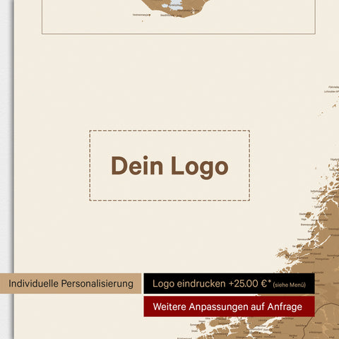 Mapa Skandynawii TRAVEL® Premium plakat – w 21 kolorach